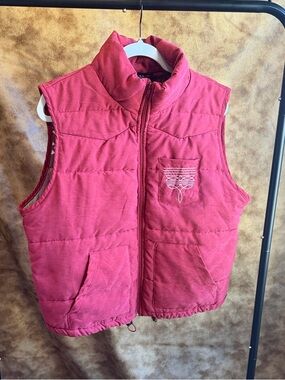 Boot stitch embroidered puffer vest